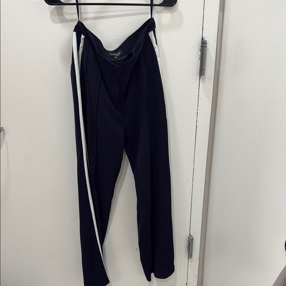 Topshop Black and White Joggers with Elastic Waistband